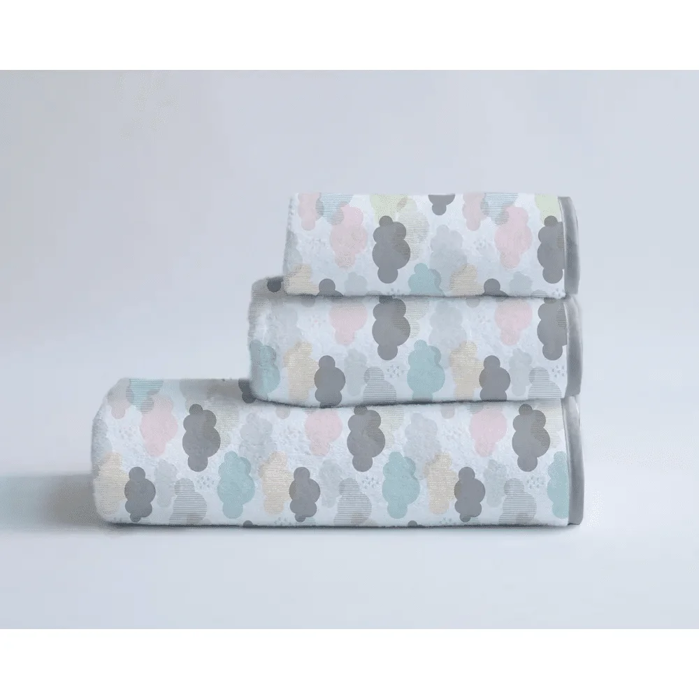 3 Serviettes de maison – Clouds Pattern Gris – Image 2