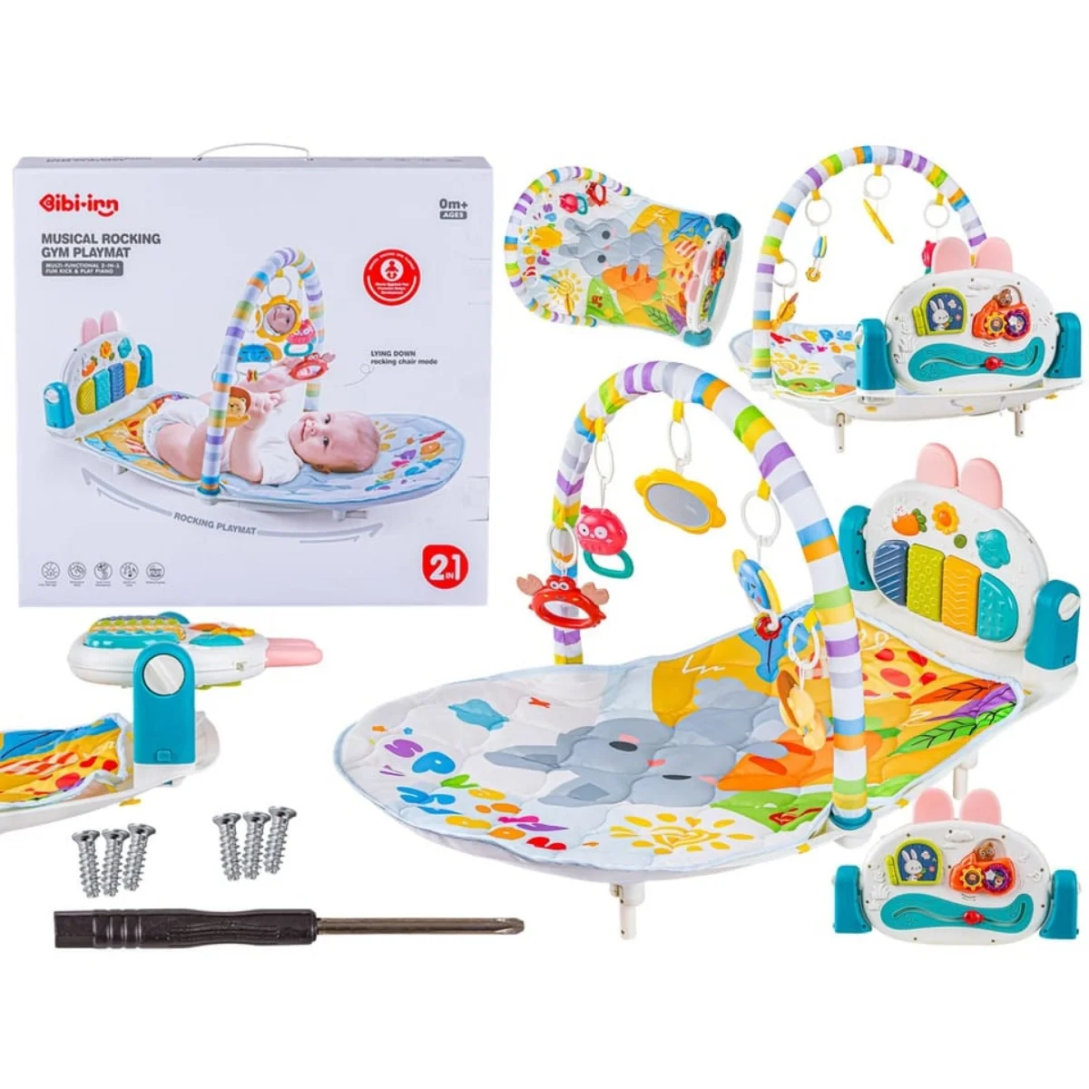 6078 – Tapis piano lapin 2 en 1 avec chaise à bascule